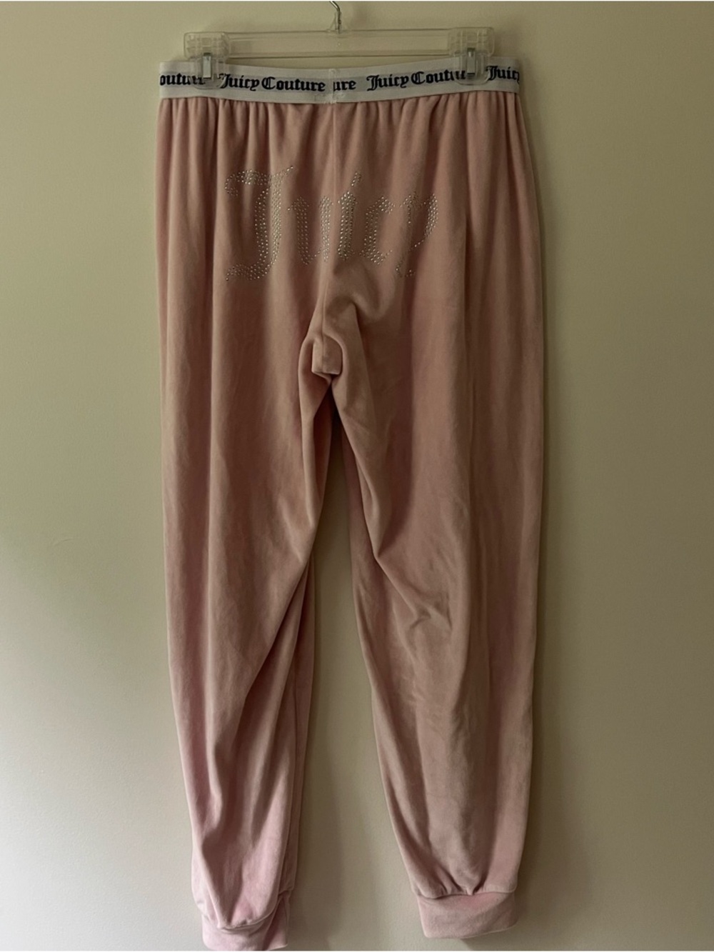Juicy Couture Velour Pants Small Baby Pink Soft Logo Waistband Rhinestones - Picture 3 of 6